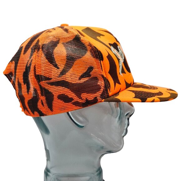 Camanche Hills Hunting Preserve Orange Camo Snapback Trucker Hat Drystone - Picture 7 of 11